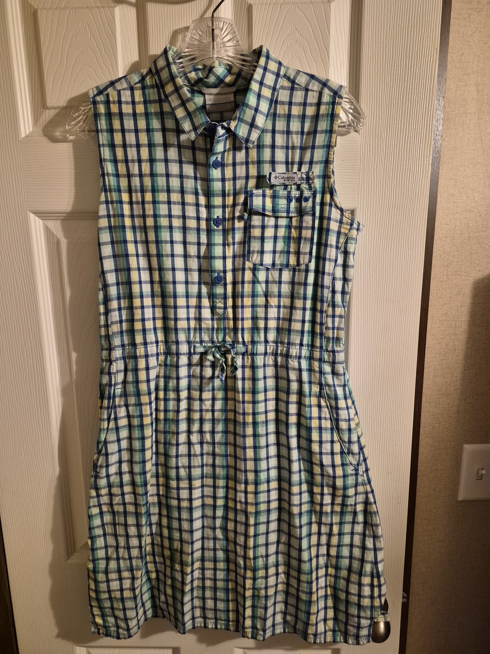 Columbia Blue and Green Plaid Sleeveless One-Piece